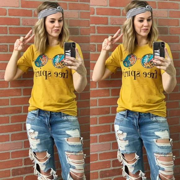 Free Spirit mustard yellow tee shirt - Picture 2 of 2